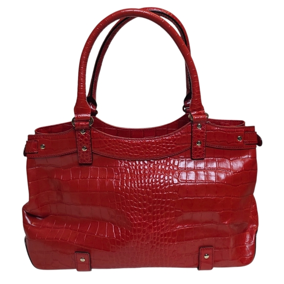 Kate Spade New York Stevie Carlsbad Red Croc-Embossed Leather Satchel -$350 MSRP - Picture 3 of 8